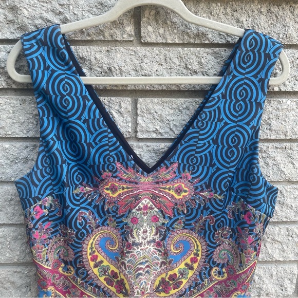 Bebe Deja Vu Paisley Boho Print Sheath Dress Women's Size Large - Picture 3 of 7